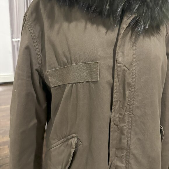 Mr. and Mrs Italy Real Fur Lined Army Green Parka Jacket XS - Picture 6 of 11